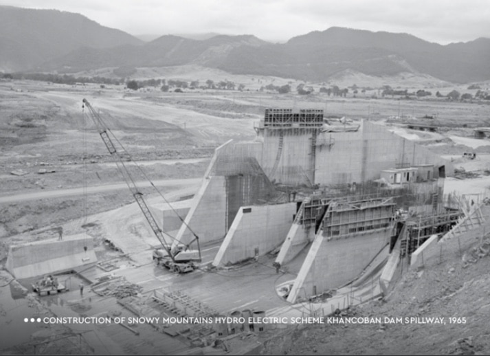 CONSTRUCTION OF THE SNOW MOUNTAINS HYDRO ELECTRIC SCHEME KHANCOBAN DAM SPILLWAY, 1965